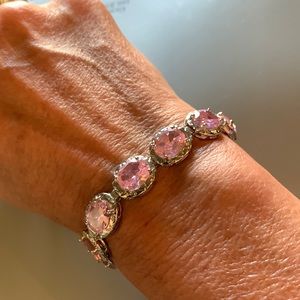 Pink crystal & silver bracelet